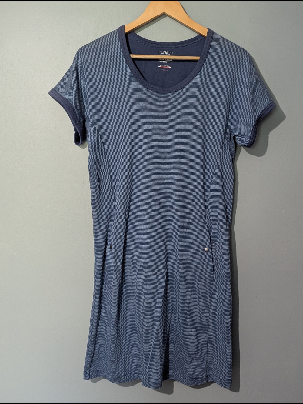 Helly Hensen Heather Navy Short Sleeve Scoop Neck T-shirt Dress Nautical Chic